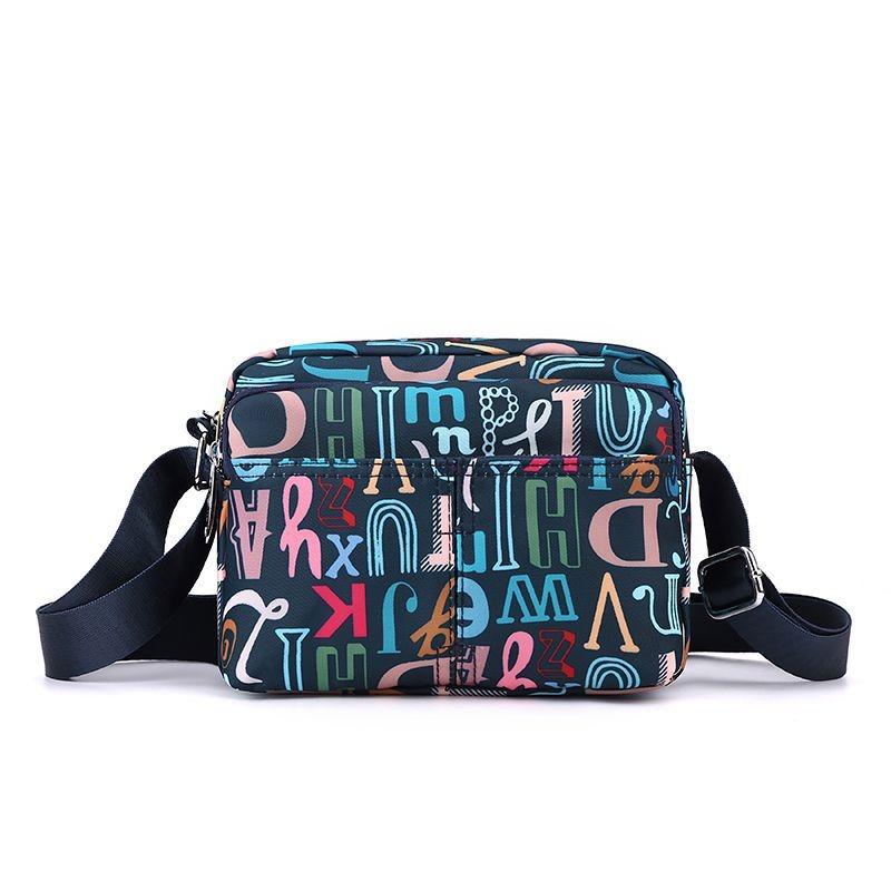 

New fashion printed nylon cloth small square bag trendy versatile messenger shoulder bag large capacity women s bag
