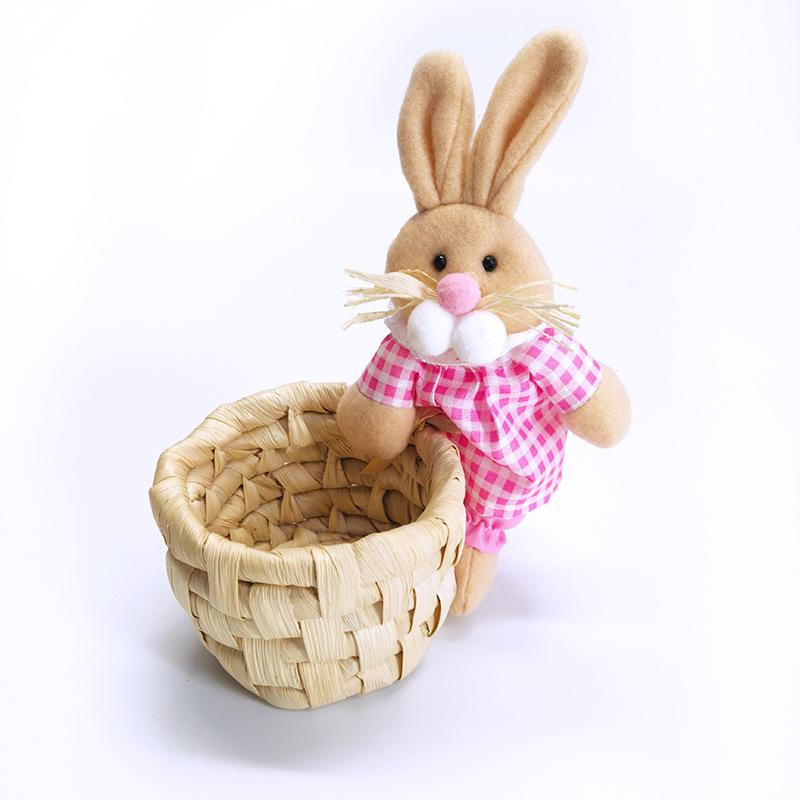 Easter Animal Plush Basket: Jewelry, Candy, & Sundries Organizer for Festive Decor.