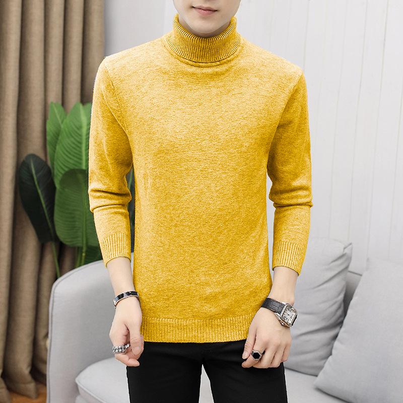 Sheath Slim Fit Men Sweater Knitted Pullovers Turtleneck Jumpers Solid Long Sleeve Slim Fit Basics Casual Standard Wool