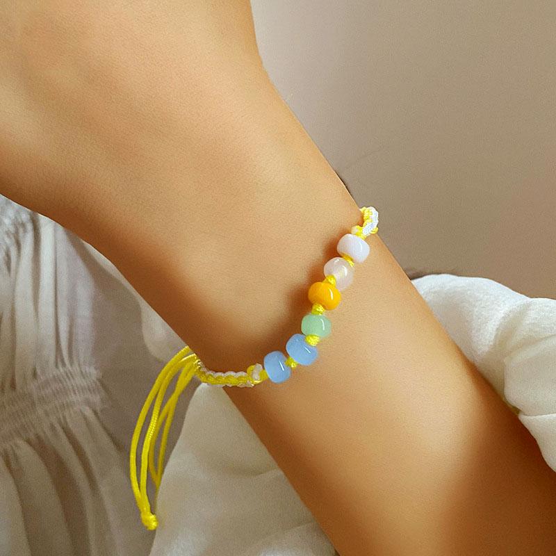 

Ретро-плетеный разноцветный бисерный браслет для рук, простой дизайн, подарок для девочки на праздник