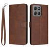 Wallet Case for Moto G17 - Leather/PU, Brown, With Lanyard