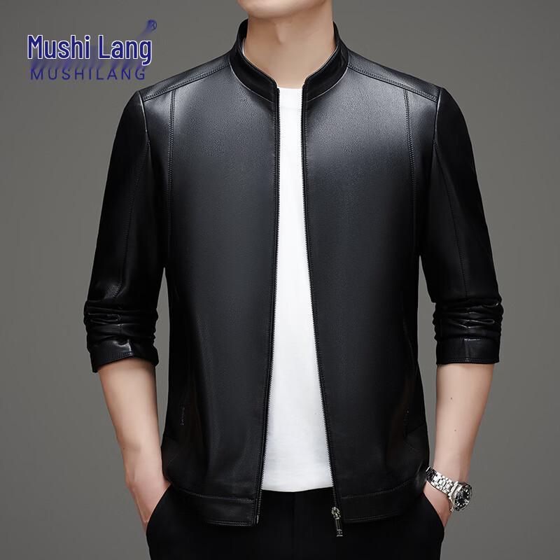 MUSHILANG Men s Stand-Collar PU Leather Jacket 4XL