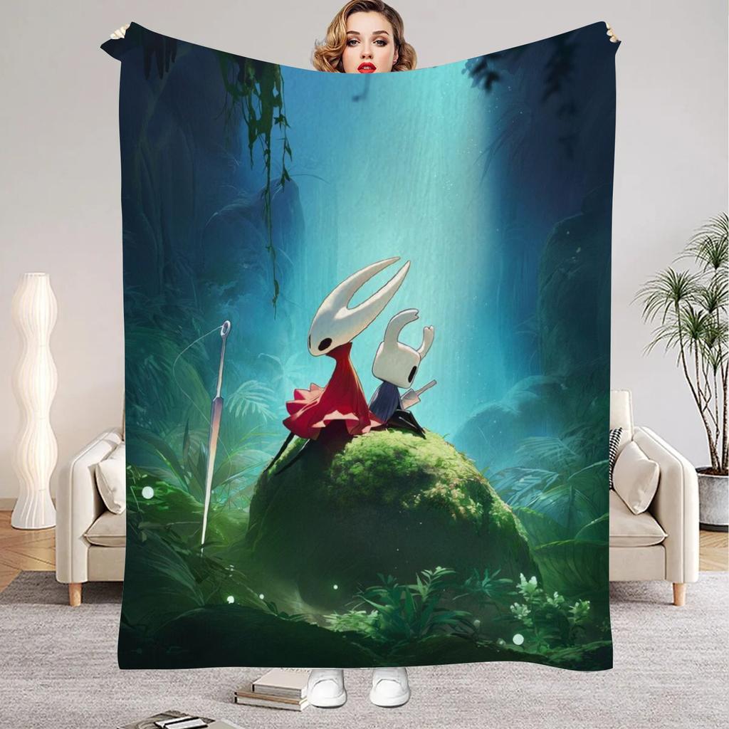 Hollow Knight Blanket Cartoon Game Printed Flannel Blanket for Home Living Room Bedroom Decor New Year Christmas Gift for Fans