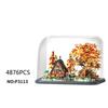 Creative Landscape Street View Small Block Autumn Cabin Tree House Construction Brick Treehouse Streetscape Figures Plaything With Light