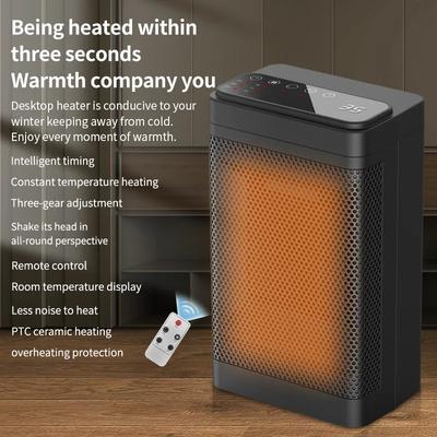 Electric Heater 1500W Table Mini Heater for Bedroom Office Remote Control Electric Heater Appliance Heating Fans Foot Warmer