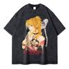AUnisexe Misa T Shirt Oversized Vintage Washed Anime DDeath NNote Tshirts Streetwear Short Sleeve Unisexga Yagami Light Tops Tees