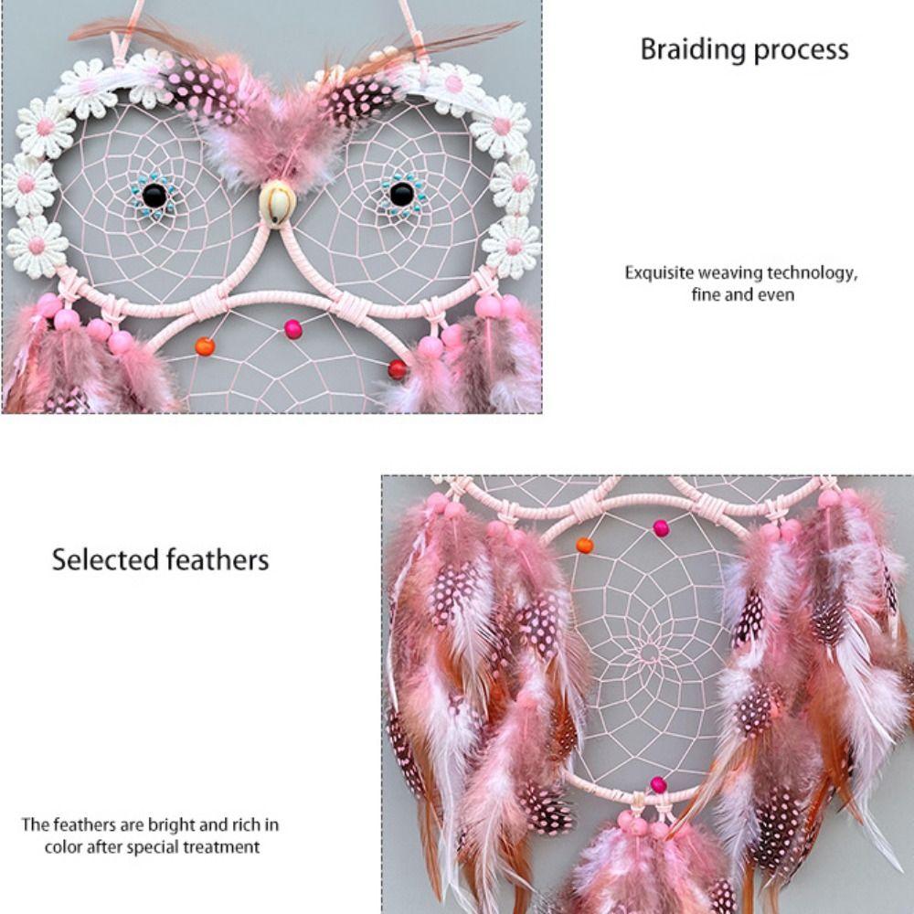 Handmade Owl Dream Catcher Net Creative Wall Hanging Pendant Craft Smart Bird Dreamcatcher Window