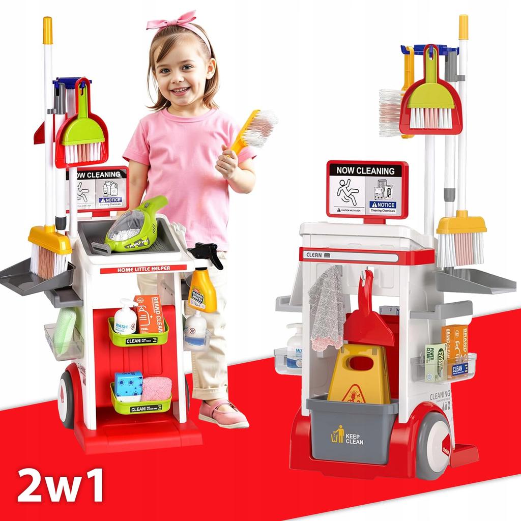 [PACZB] Cleaning Trolley, Battery-Powered Vacuum Cleaner + Accessories, 22 pcs. Z3137