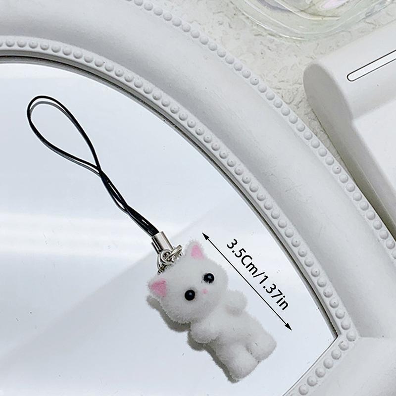 Cartoon Flocking Cat Keychain Cute Flocked Cat Animal Keyring Bag Pendant Backpack Charms Car Decor Diy Accessories Gift