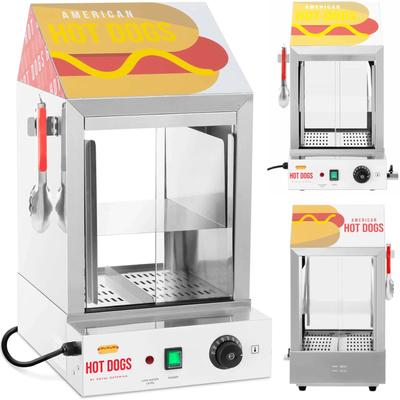 Warmer Display Case for 100 Hot Dogs, Sausages, 25 Buns, 1000W