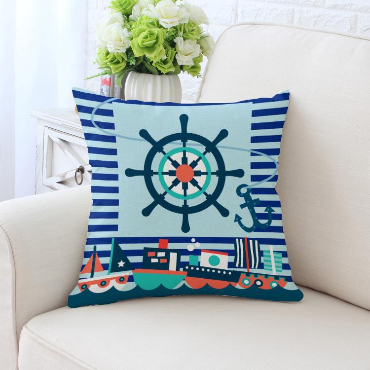 Home Decor Nautical Themed Pillow Covers with Sea Symbols Pattern Cushion Cover Suitable for Sofa Bedroom Car Pillow Cover