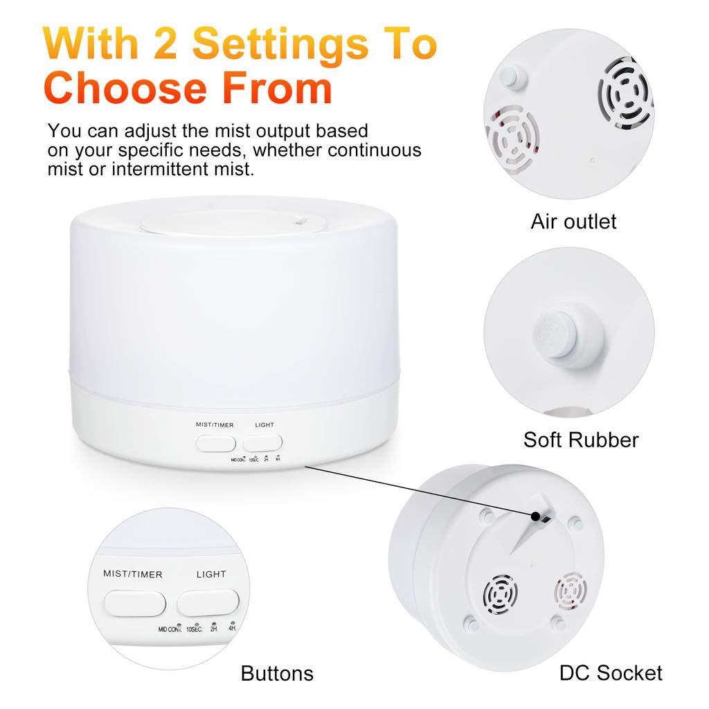 500ML Household Humidifier Essential Oil Diffuser with 7-Color LED Light Aroma Diffuser Cool Mist