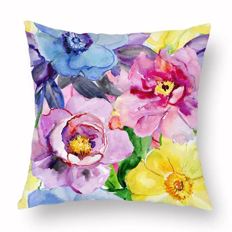 Spring Watercolor Floral Pillowcase Pink Rose Decorative  Sofa Living Room Bed  Home