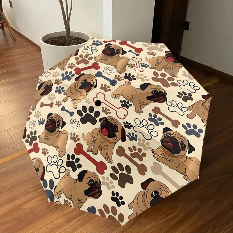 1PC Pug Bone Umbrella-8-Rib Reinforced Portable Folding Travel Suitable for All Seasons Outdoor Daily Use  -J0404