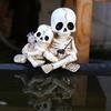 Halloween Skeleton Fishing Statue Parent-Child Fishing Skull Figurine  for Landscape Yard Lawn Pond Pool Decor