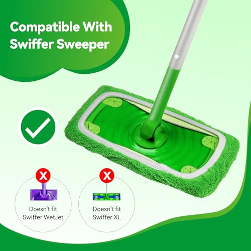 10 Pack Reusable Microfiber Mop Pads Dual Use Dry Sweeping Wet Mopping Pads Compatible with Swiffer Sweeper   Washable Floor Cleaning Pads for Hardw
