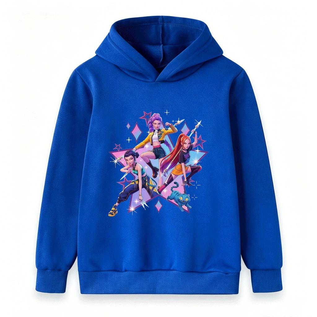 Kids Girls Boys Hoodie Cartoon 3 Action Characters Print Casual Long Sleeve Pullover Sweatshirt for Children