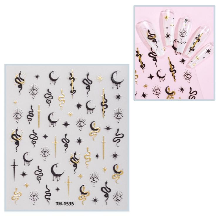 1 Sheet Fashion Nail Art Decals for Chinese New Year Manicure Decors with Cartoon Snake PatternsNail Salon Accessories