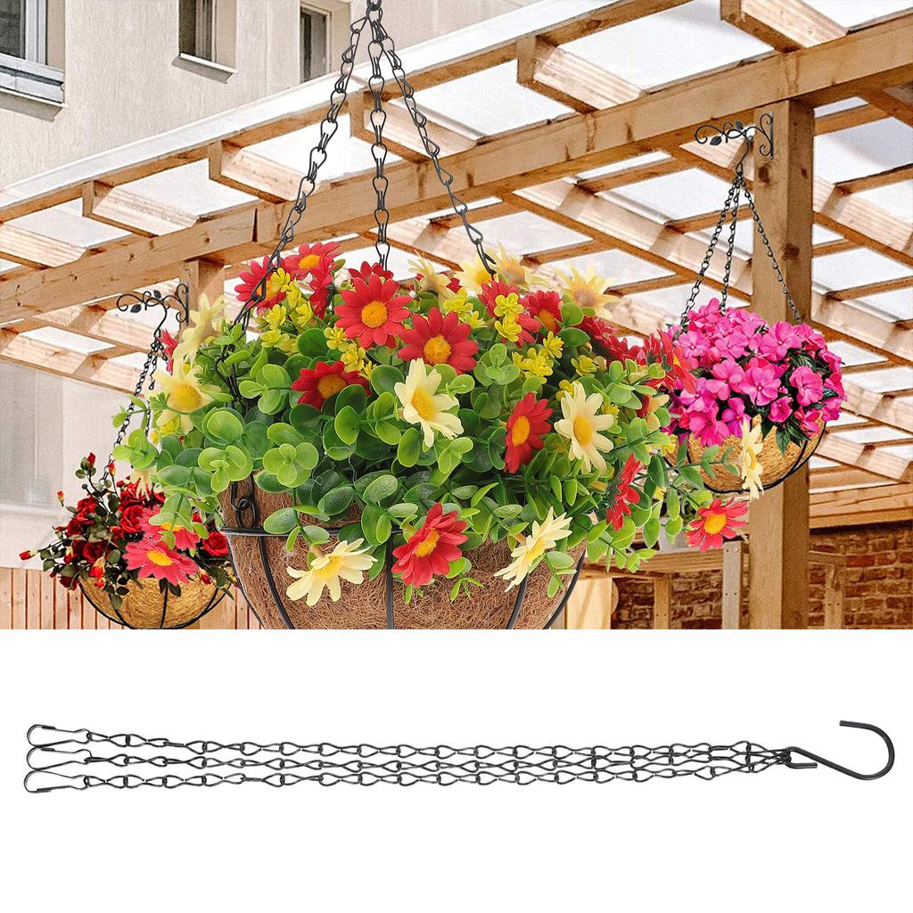 4Pcs Metal Hanging Chain for Hanging Plants Flowerpots Lanterns Bird Feeders Garden Hangers Heavy Duty Iron Chain with Hooks