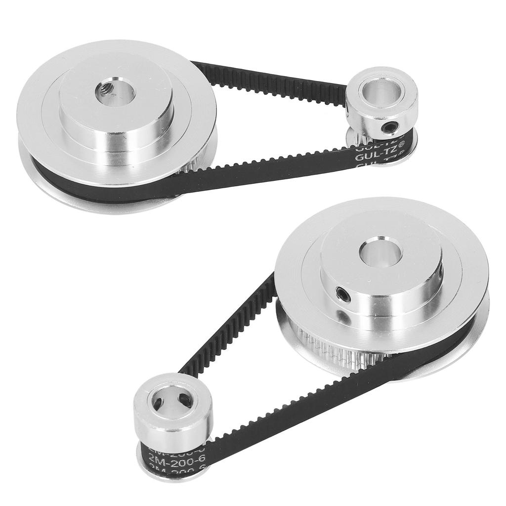 Juego de 2 poleas de distribución GT2 de aleación de aluminio con rueda síncrona (2 unidades, longitud 200 mm, ancho 6 mm, correa 8 mm)