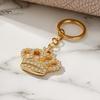 Oxidation Resistant Keychain Pendant, Transparent Rhinestones Crown Design Key Ring with Extended Exquisite Chain, Smooth Opening Unisex Holder