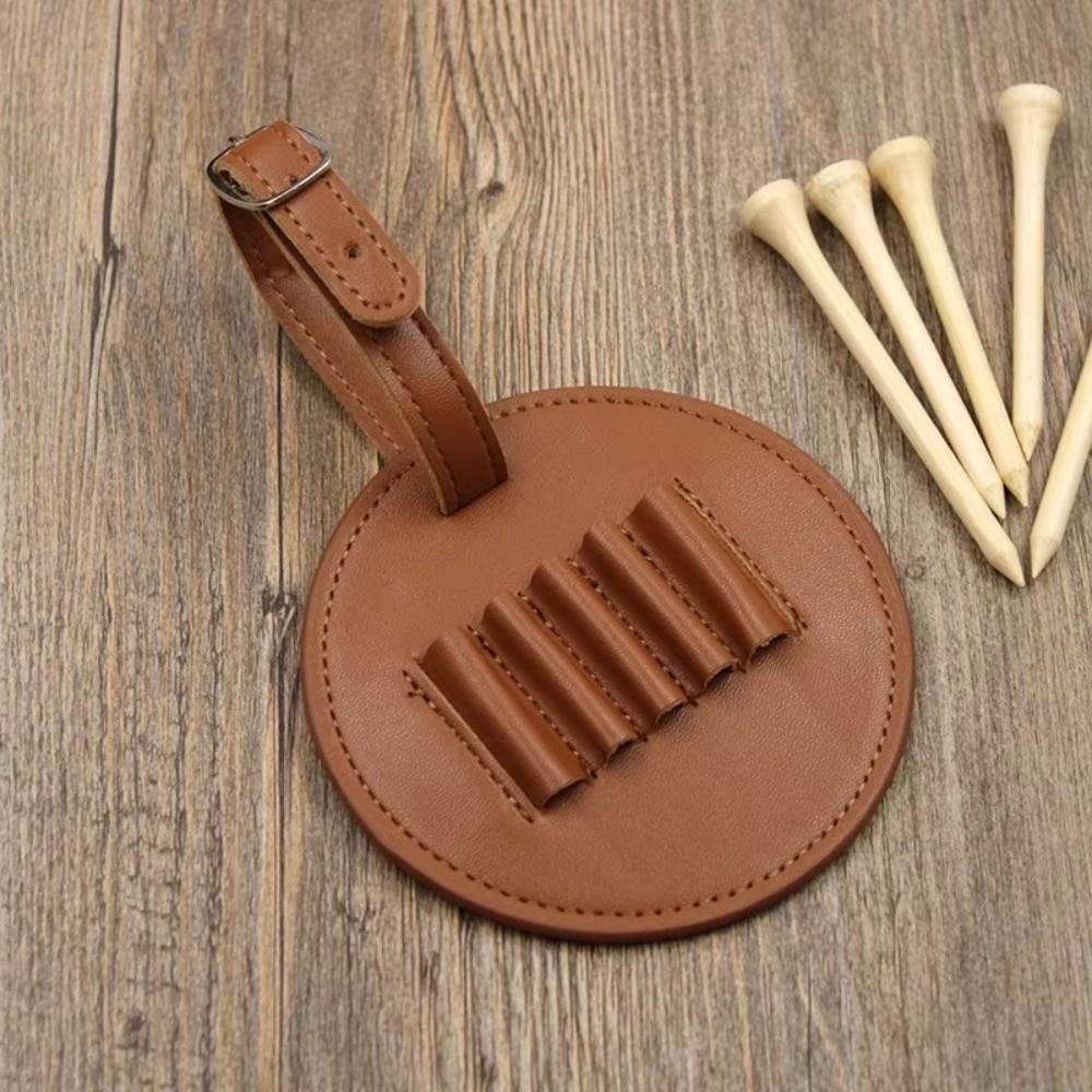 Portable Leather Golf Tees Holder Double-Sided Design Multiple Holsters Golf Tees Cover Golf Tees Carrier Golf Training
