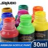 SAGUDIO Airbrush Acrylfarbe Set 24 * 30ml (1 Unze) Grundfarben mit Farbkreis - Airbrush-Farbset, bereit für die Airbrush-Malerei.