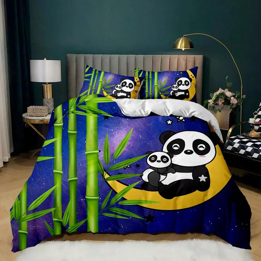 Panda Duvet Cover Cute Animal Bedding Collection For Kids Boys Girl Cartoon Giant Panda Polyester Comforter Cover Bear Printed Wildlife