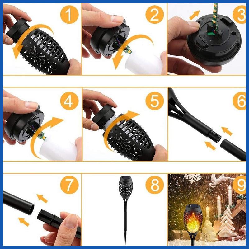 Solar Flame Torch Light - 12 LED Ground Stake for Courtyard Decoration (In Stock)