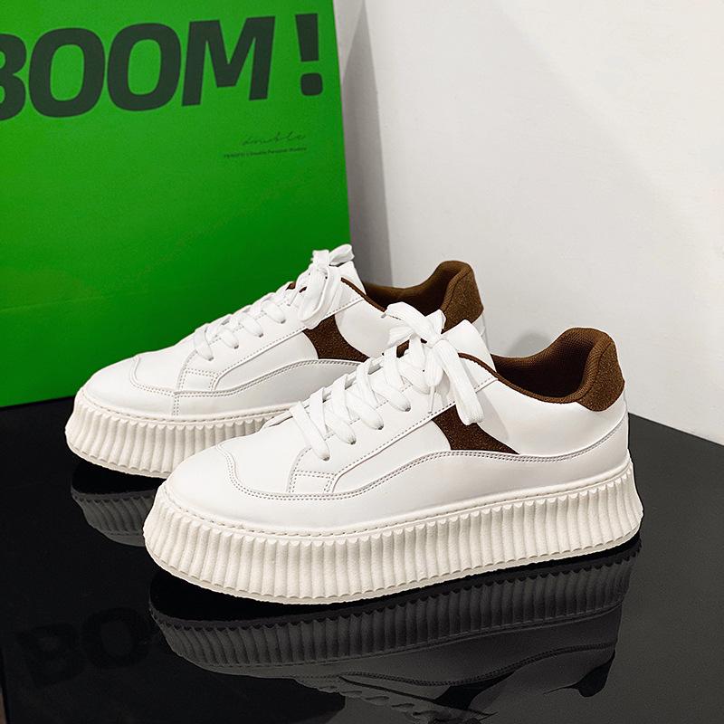 2025 Harajuku Style Thick-Soled White Sneakers for Men - Casual Sport Ulzzang
