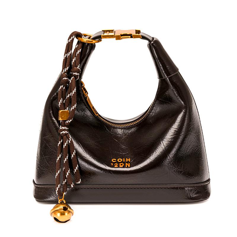 Faux Leather Hobo Bag for Women Fashion Shoulder Bag with Gold Hardware and Tassel Charm Elegant Everyday Handbag
