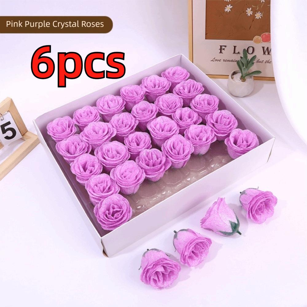 

Gifts Crystal Rose Artificial Flowers Head 7cm DIY Fake Flower Heads Bouquet DIY Materials Glitter Rose світло-фіолетового кольору