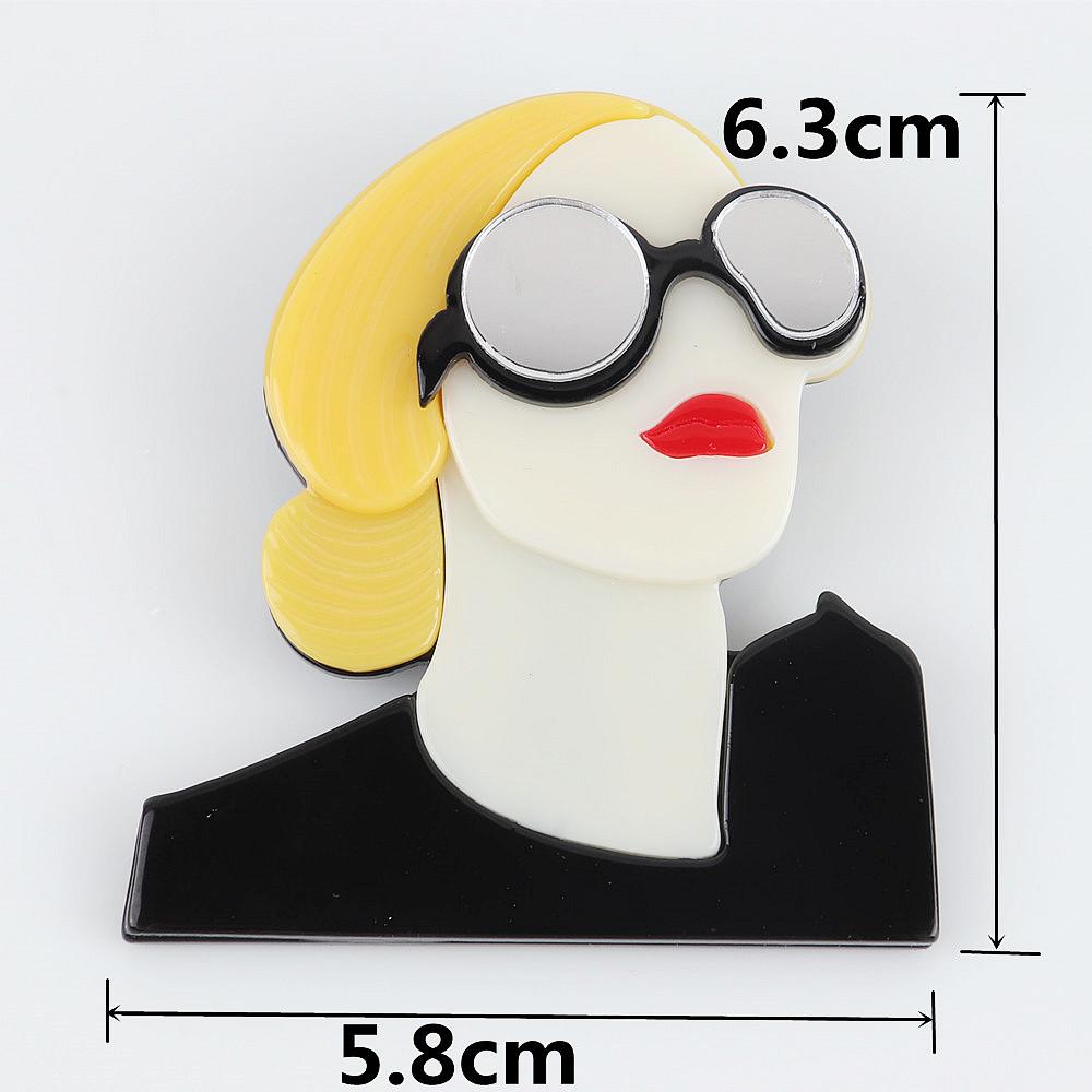 New Design Unique Lady Figure Acrylic Brooch Pins For Women Girls Brooches Pins Lapel Badges Bag Decorations Party Dress Jewelry