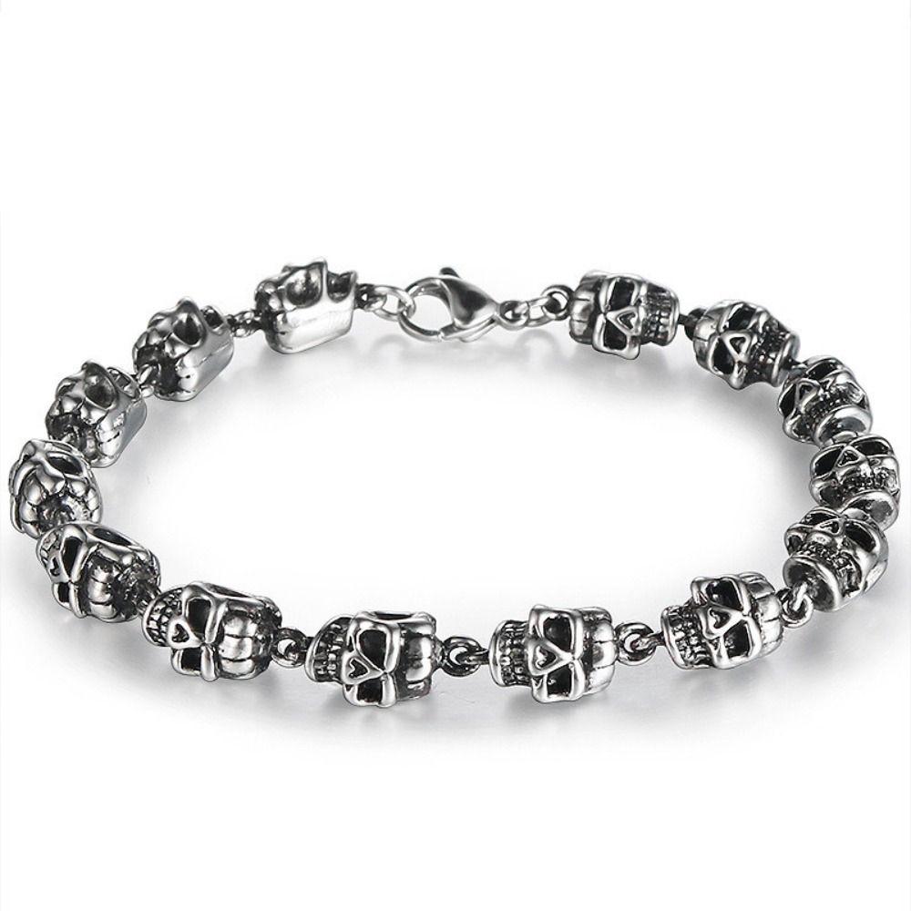 Jewelry Accessories Skull Beaded Bracelets Zinc Zinc Alloy Jewelry Accessories Punk Men Hand Ring  Gift
