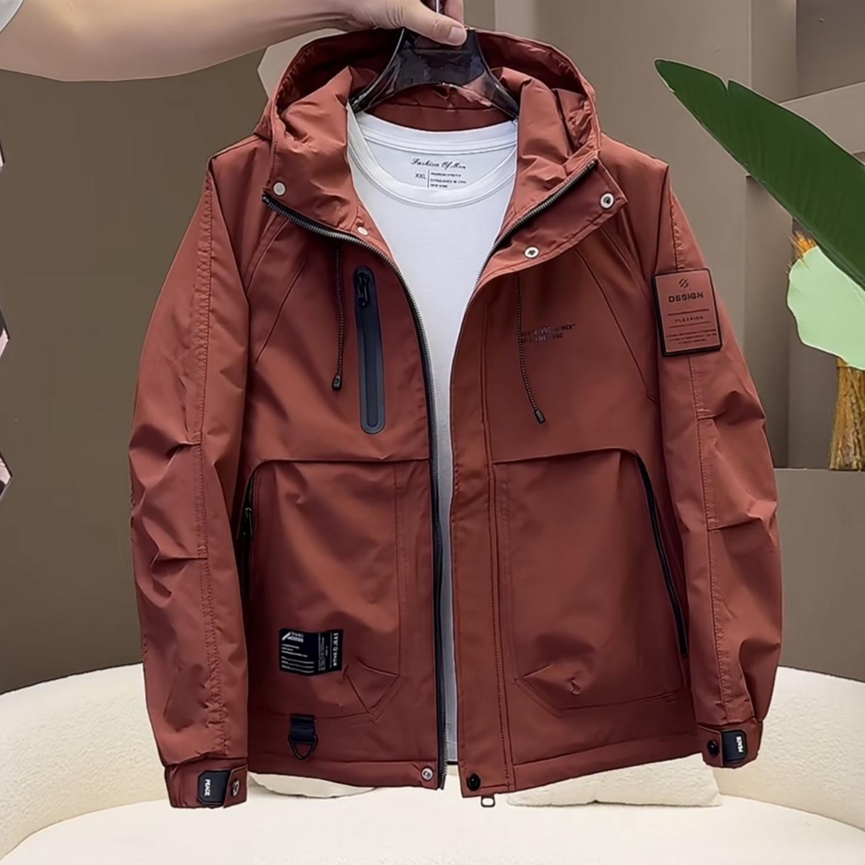 

Men s Year of the Rat Red Hooded Cotton Windbreaker - Winter Warmth & Versatile Workwear Jacket Medium (M) brick червоний колір