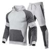 Winter Men's Fashion Sports Patchwork With A Fleece-Down Hoodie Suit