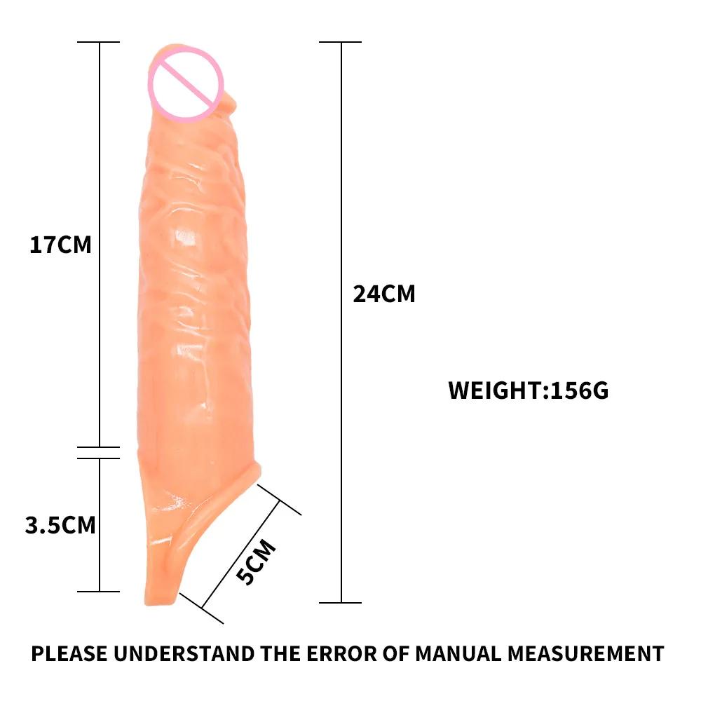 Reusable Big Penis Sleeve Penis Extender Silicone Condom Cock Extension Dick Enlargemen Delayed Ejaculation Sex Toys for Men