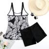 Women's Two Piece Swimsuit Tankini Top and Shorts Set Polka Dot Print Sleeveless Swimwear Beachwear Bathing Suit