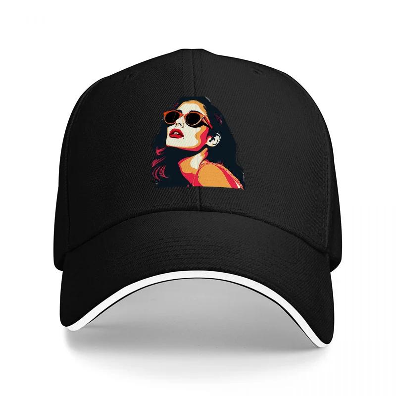 Vintage Pinup Girl Black Baseball Cap Colorful Graphic Print Classic Adjustable Hat for Fashion Streetwear Enthusiasts