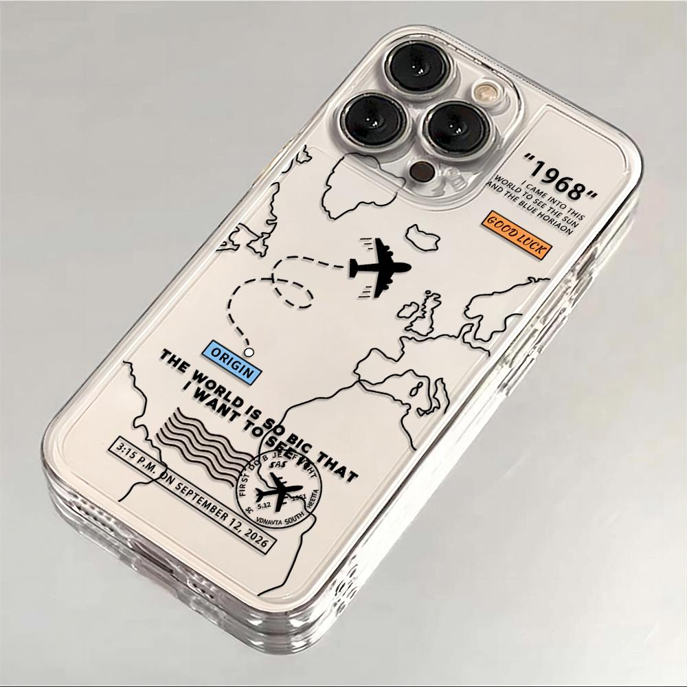 Aircraft route map Phone Case For iPhone 17 16e 16 15 14 13 12 11 Mini Air Pro Max X XR XSMax 8 Plus Transparent Soft Back Cover iPhone XSMax