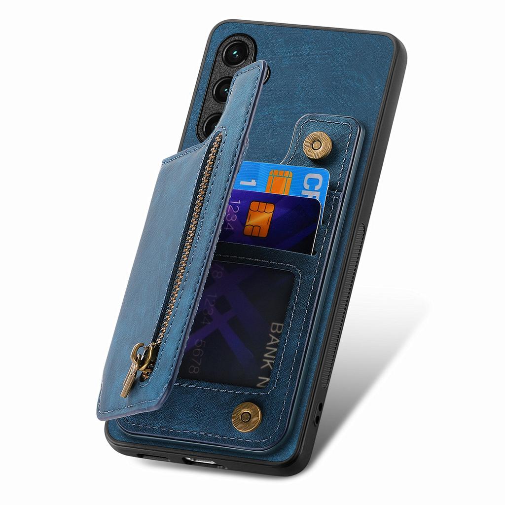 For Samsung Galaxy A56 5G Case with Zipper Card Holder Retro Leather TPU Phone Cover
