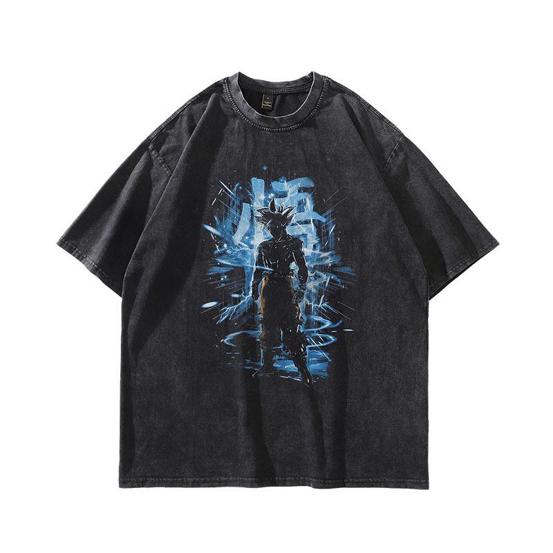 European And American High Street Hiphop Washed Short-Sleeved T-Shirt Men'S American Retro Old Loose Trendy Brand Half-Sleeved T-Shirt