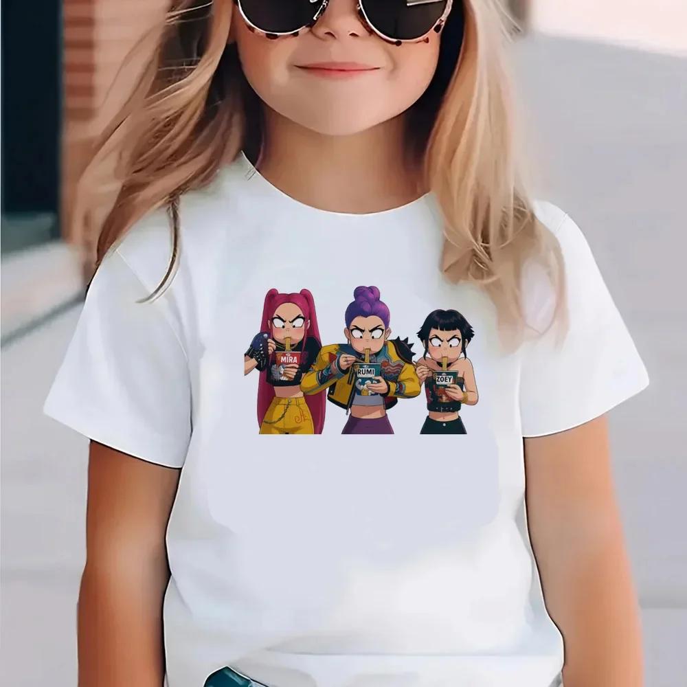 KPop Demon Hunters Kids Clothes 2026 Hot Anime T-shirt Harajuku Girls Casual T-Shirt Fashion Movie T Shirts