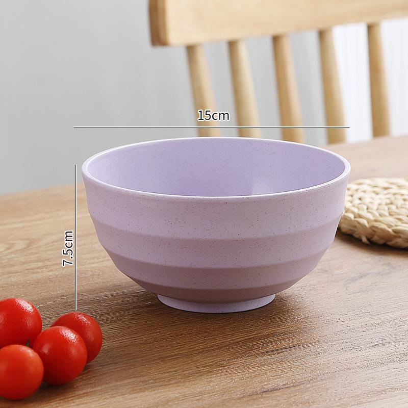 Eco-friendly Wheat Straw Rice & Salad Bowl Set - Reusable, Versatile & Durable Plastic Bowls for Instant Noodles, Rice, or Salad.