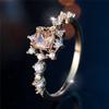 Princess Cut Champagne Zircon Engagement Rings for Women Vintage Gold Color Finger Ring Wedding Party Jewelry