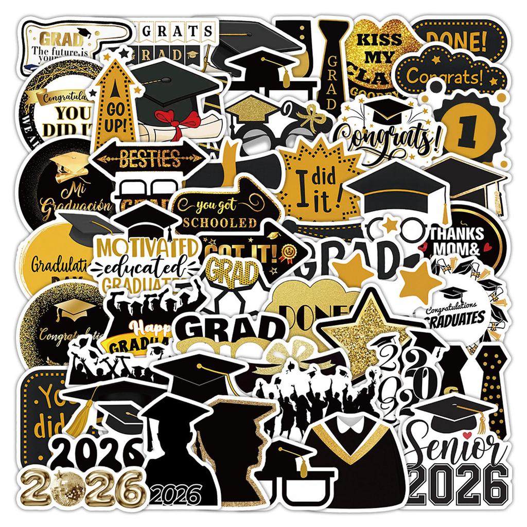 50-piece Graduation Stickers, Yearbook Wall, Luggage Decoration, Decals