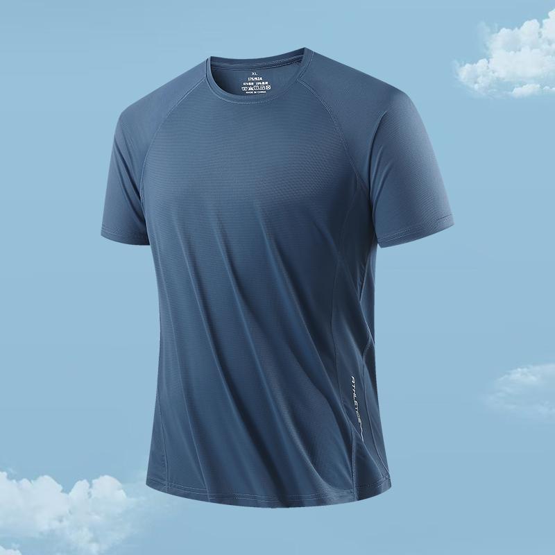 Sports And Leisure Ice Silk Short-sleeved Men's Quick-drying Ice-feel Elastic Breathable Loose Round Neck T-shirt For Men