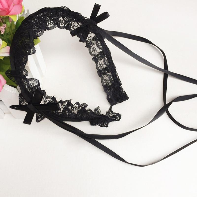 Liebliches Süßes Haarband Anime Maid Cosplay Stirnband Lolita Rüschenspitze Kopfschmuck Handgefertigt Schleife Haarschmuck
