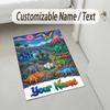 Dinosaur Theme Crystal Velvet Rug Personalized Custom Name Text Soft Floor Mat Home Decor