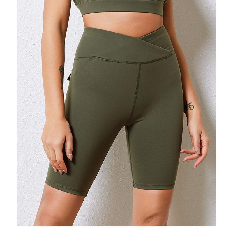 High Waist Cross Over Butt Lifting Dance Yoga Tights 5-Point Cargo Leggings